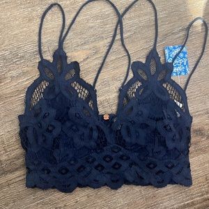 Free People Lace Bralette Top Navy Brand New!